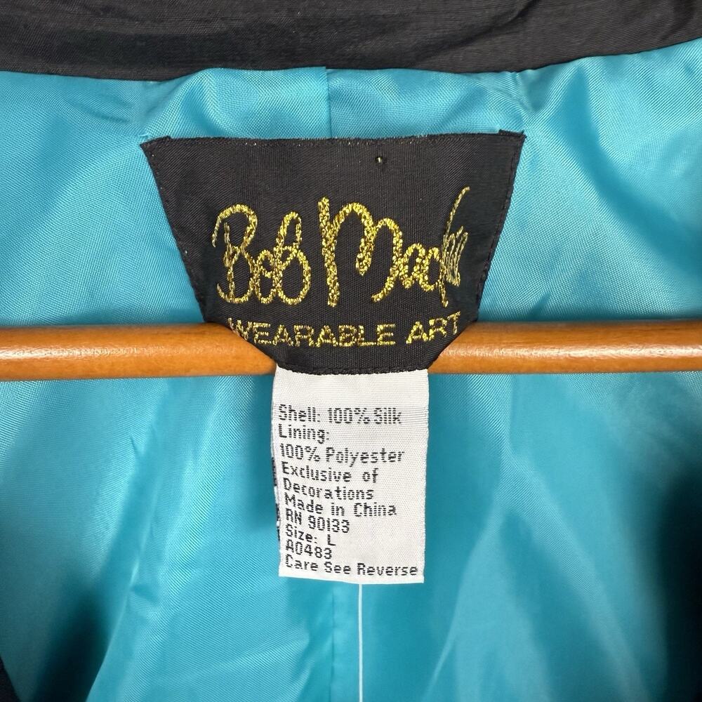 Bob Mackie Women's Wearable Art Blue Silk Jacket Blazer Large NWT embroidered - Picture 3 of 9